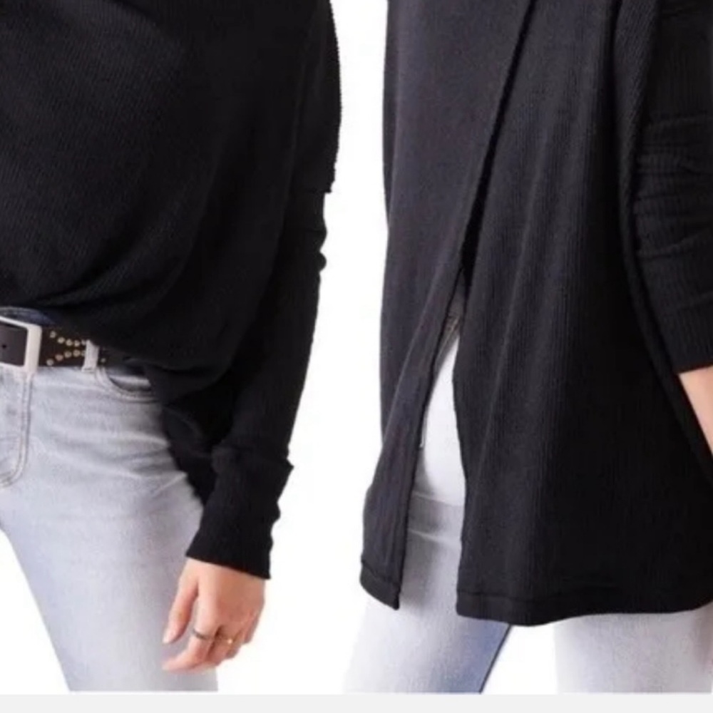 NEW Free People Juicy Thermal Black Long Sleeve Top S - Picture 4 of 12